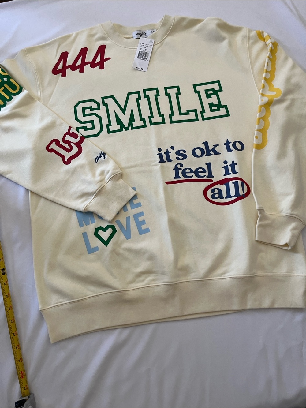 Graphic 'SMILE' Cream Sweatshirt - Picture 2 of 10